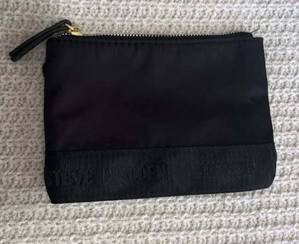 Steve Madden Black Nylon Pouch Makeup Bag